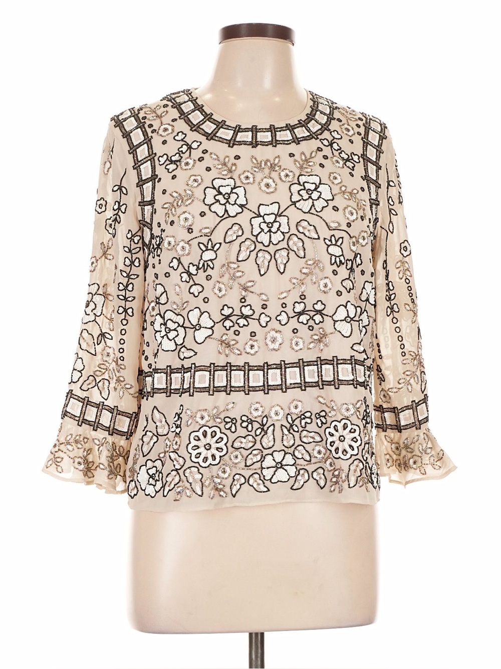 Needle & Thread Beaded Floral Lace-Sleeve Blouse 10